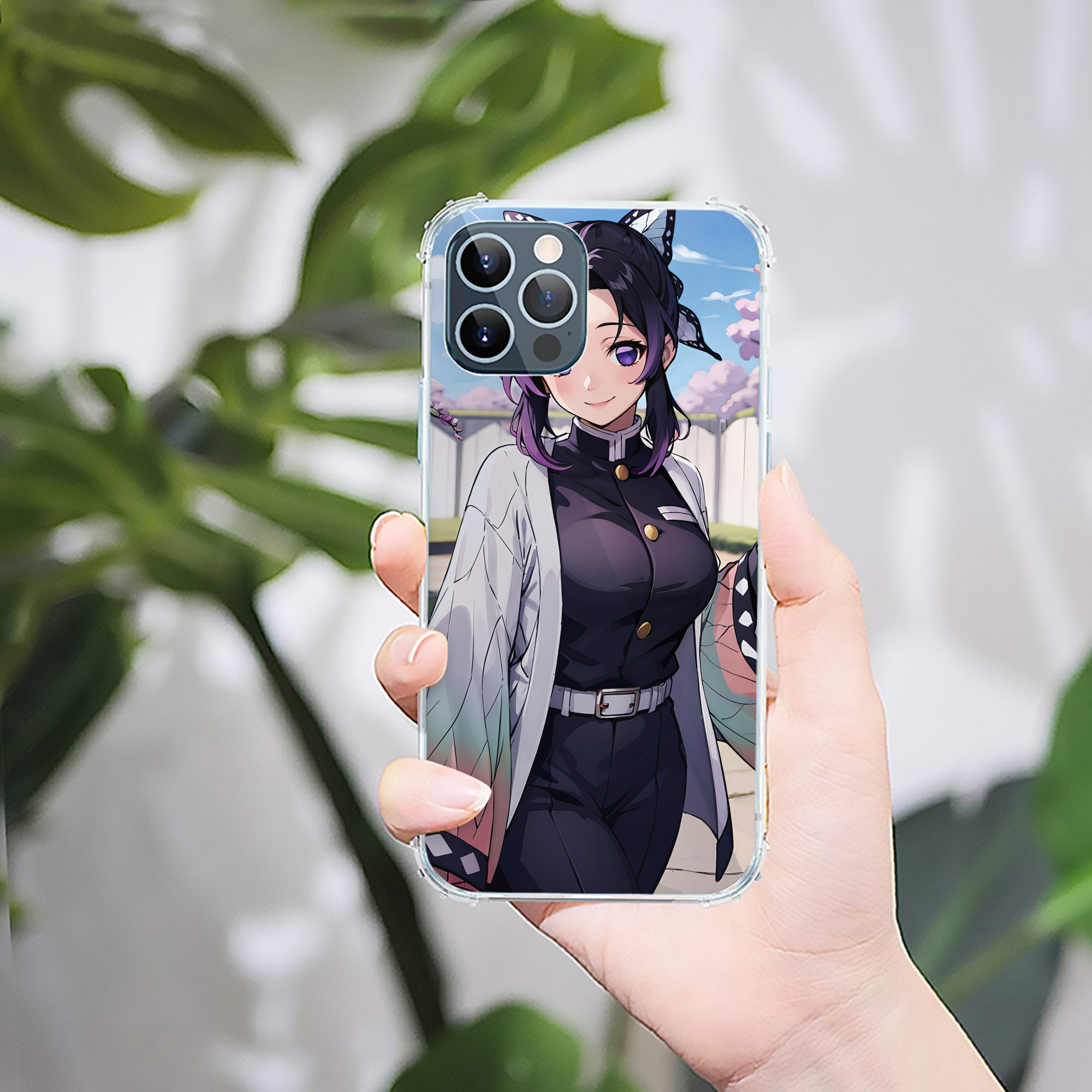 （画像用） 鬼滅の刃（きめつのやいば）蟲柱-胡蝶 しのぶ／こちょう しのぶ Kochou Shinobu 【iPhone 12シリーズ対応】透明スマホケース（クリアソフトケース）